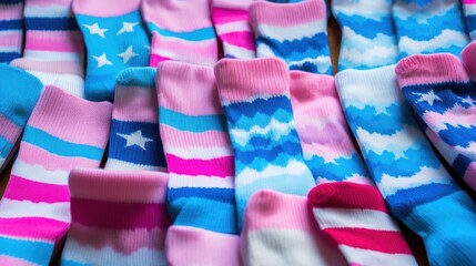 Socks with transgender flag colors