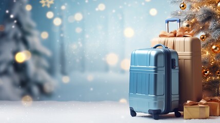 winter travel copy space background