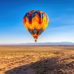 Obraz premium A colorful hot air balloon floating over the desert 