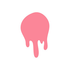 pink dripping current circle paint and stains icon. Liquid oil blob drops for logo, stickers, graffiti or circle labels. 