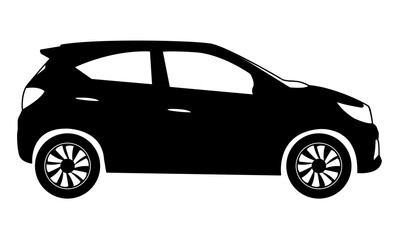Black moving car icon isolated on white background. Suitable for all businesses.