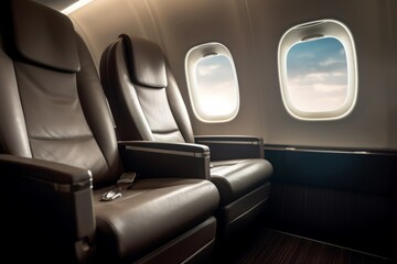 Plane business seats luxury. Generate Ai