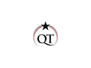 Minimalist Star QT Png Logo Letter, Apparel Luxury Qt tq Vector Png Logo Icons
