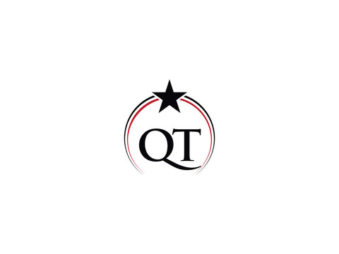Minimalist Star QT Png Logo Letter, Apparel Luxury Qt tq Vector Png Logo Icons