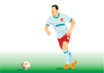 Football (soccer) player. Colored Vector 3d illustration for designers.