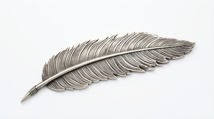 Old silver feather brooch