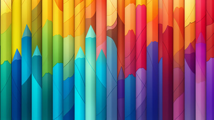 Box of Crayons in a Rainbow of Colors Background