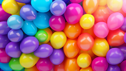 Fototapeta na wymiar Bright Abstract Balloon Background of Jumble of Rainbow Colors