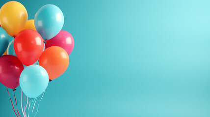 Bunch of Bright Balloons and Space for Text Against