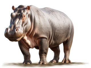 Hippopotamus on transparent background PNG animal concept.