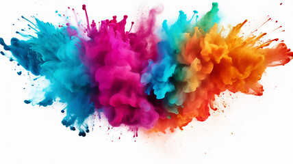Explosion of Colored Powder on White