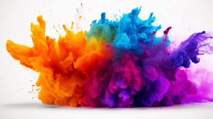 Fototapeta na wymiar Explosion of Colorful Powder on White