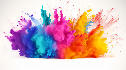 Fototapeta na wymiar Explosion of Rainbow Abstract Powder on White Background