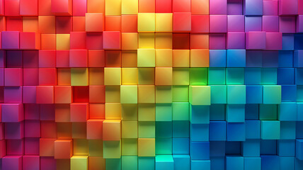 Fantastic Rainbow of Colorful Blocks Abstract Background