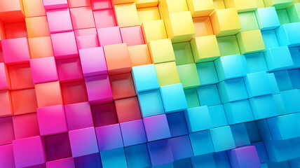 Amazing Rainbow of Colorful Blocks Abstract Background
