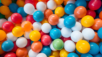 Top View of Many Abstract Colorful Balls in Ball Pool at Indoor