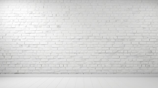 Fototapeta Clean white brick wall background with ample copy space 