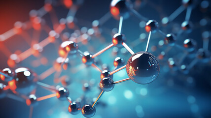 Abstract Science Background with 3D Molecule Model Illustration - obrazy, fototapety, plakaty