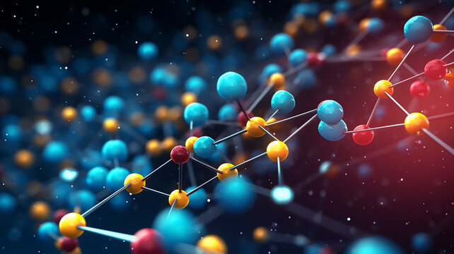 3D Illustration of Molecule Model Science Background