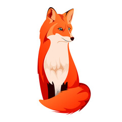 Obraz premium A bright fox on a white background. Cartoon style. 