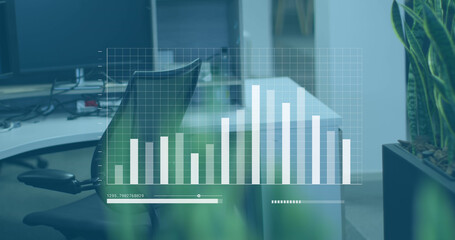 Composite of data processing over computer on desk