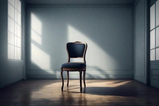 Lonely chair at the dark empty room 