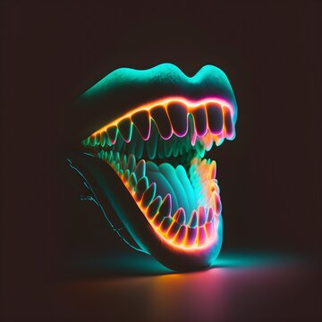 neon teeth An ultrarealistic photograph 