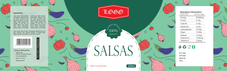 Salsa branding label design vector
