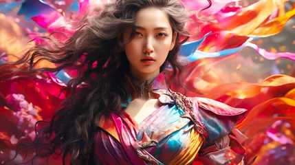 Foto op Canvas Graceful Blade: The Wuxia Girl Warrior, A Master of Martial Arts © dimensdesign