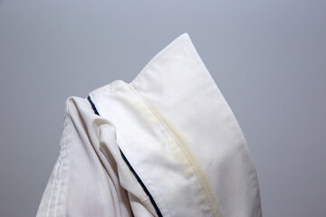 Ring around the collar dirty stains in dress shirt from scurf and sweat. 