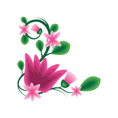 corner frame flowers isolated icon