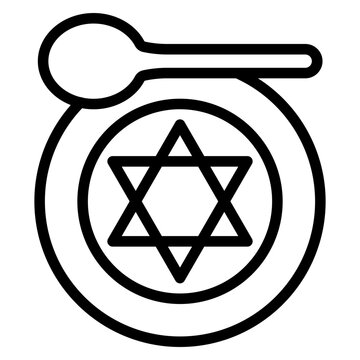 jewish plate with spoon outline clip art preview