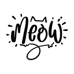 Cat and Catlover Hand-drawn vector lettering typography with cat paws isolated on white background. Illustration with slogan for clothe, print, banner, badge, poster, sticker