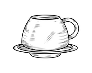 coffee cup draw isolated design