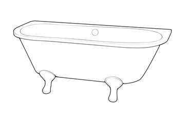 Hand-drawn outline bathtub, simple styles outline vector. Simple doodle sketch style. Vector illustration.