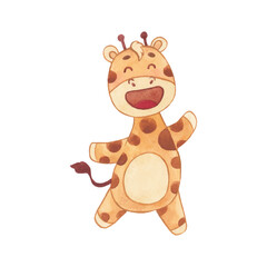 watercolor illustration of cute animals, cute giraffe