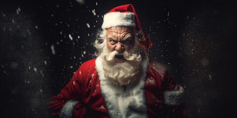 Santa Claus is terrible and has a horrible character. Bad Santa Claus. Generative AI. - obrazy, fototapety, plakaty