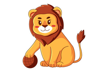 Cute Lion Character Design Illustration