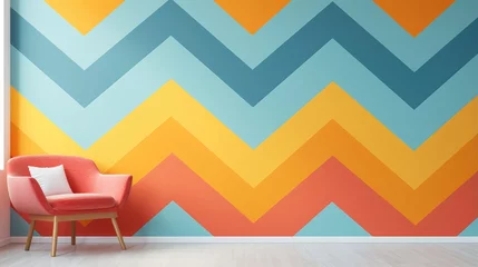 Papier Peint photo Style bohème Bold and graphic chevron pattern in bright colors background.