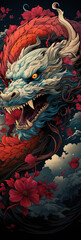 dragon, cartoon illustration, close-up, colorful bright bookmark. ai generative art