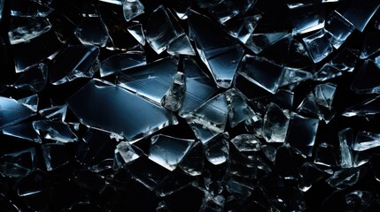 cracked glass mirror on black background