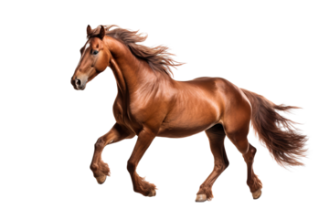 a beautiful running horse full body on a white background studio shot