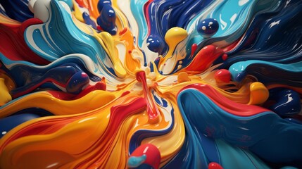 A digital interpretation of paint spots that appear to dance and swirl, creating a dynamic and animated composition.