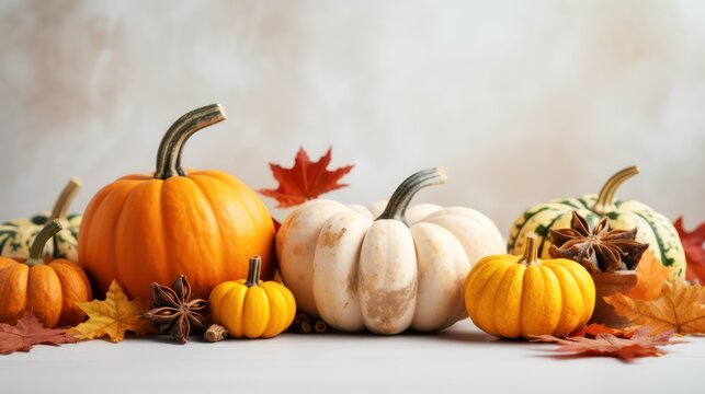Pumpkins with autumn theme concept wallpaper background 