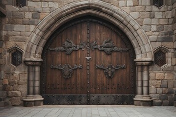 Old fantasy wooden door 