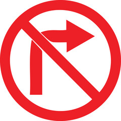 No turn right road symbol vector art