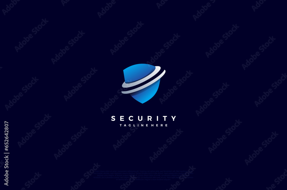 Aufkleber security shield with icon technology logotype concept idea. vector design template element