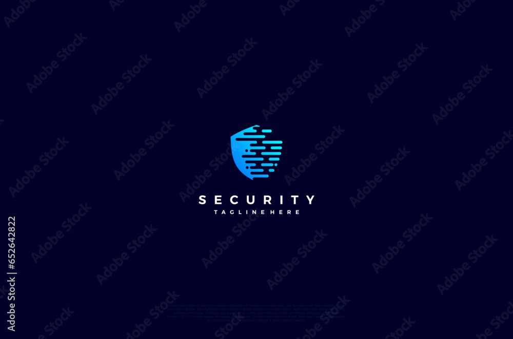 Aufkleber security shield with icon technology logotype concept idea. vector design template element