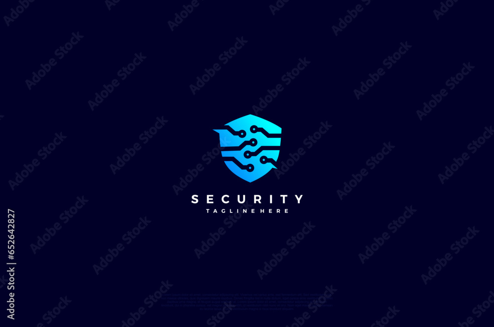 Aufkleber security shield with icon technology logotype concept idea. vector design template element
