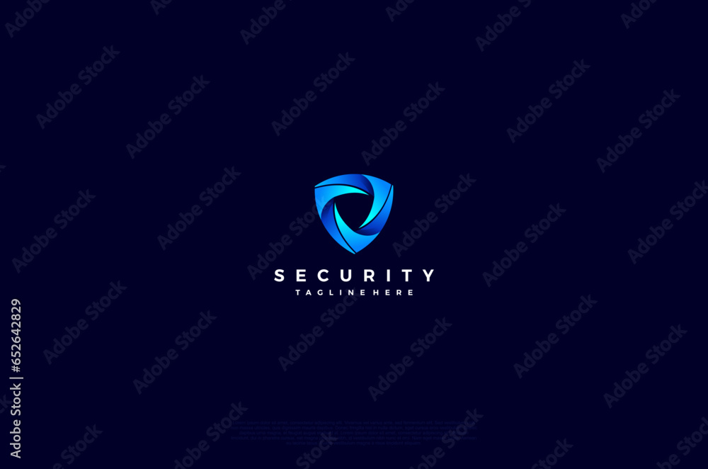 Aufkleber security shield with icon technology logotype concept idea. vector design template element